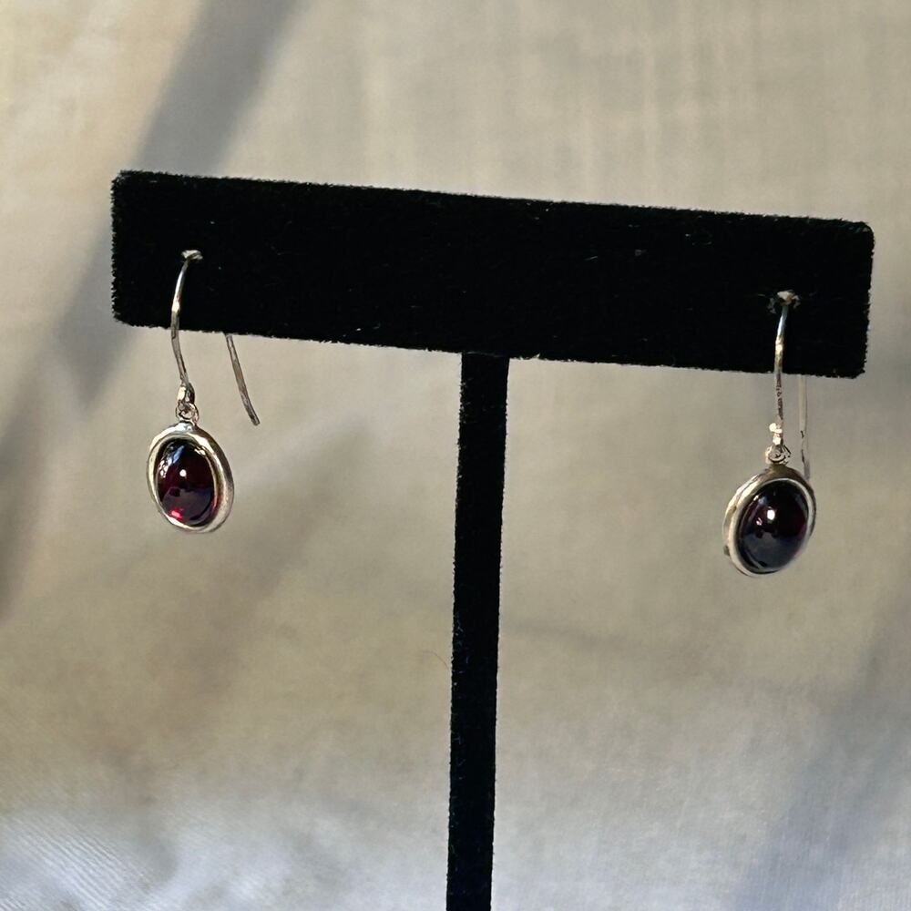 Tiny Garnet Sterling Drop Earrings - image 4